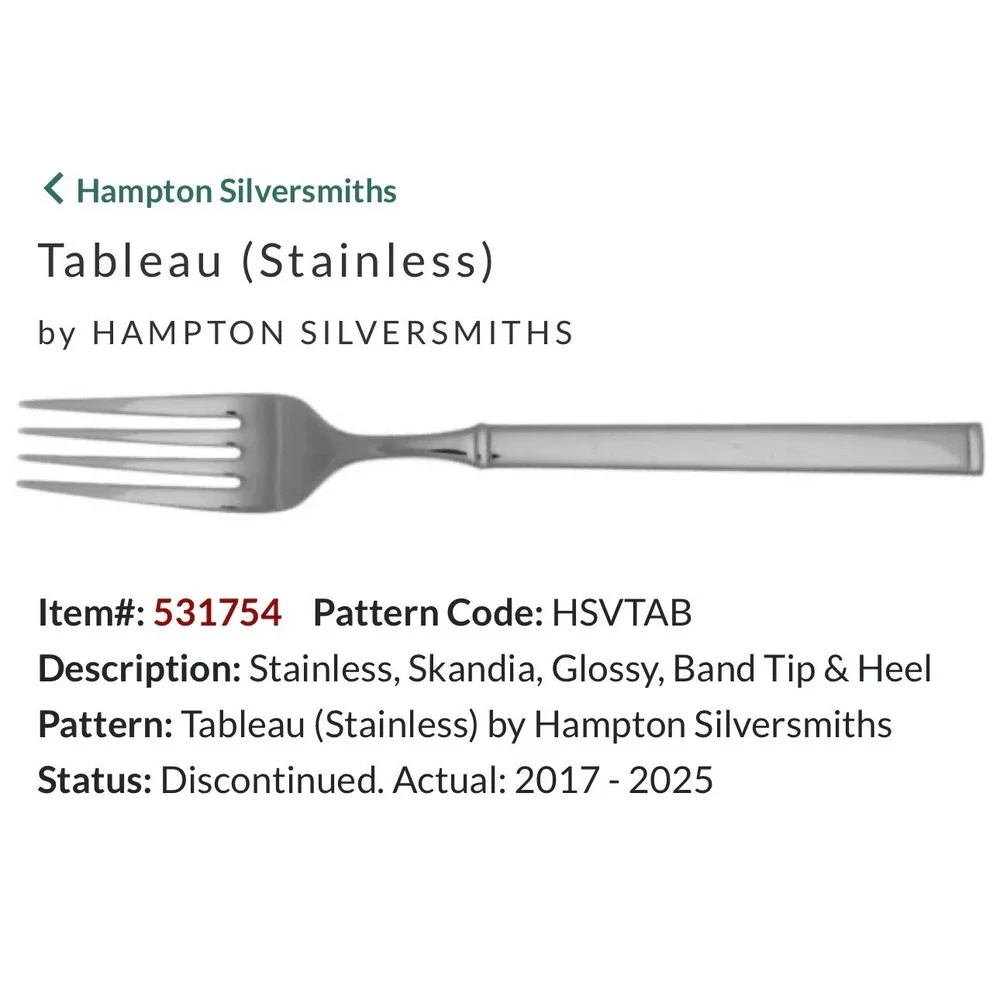 Hampton Forge Signature Tableau 18/10 Stainless Teaspoons Set of 4 Glossy HSVTAB